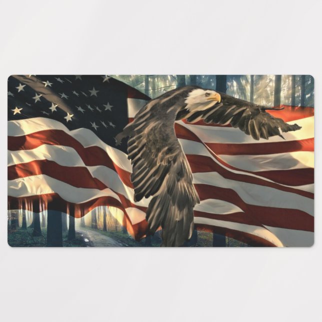 Bald Eagle American Flag Labels (Design 1)