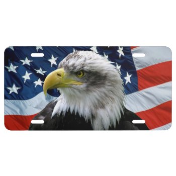 Bald Eagle American Flag License Plate by tjustleft at Zazzle