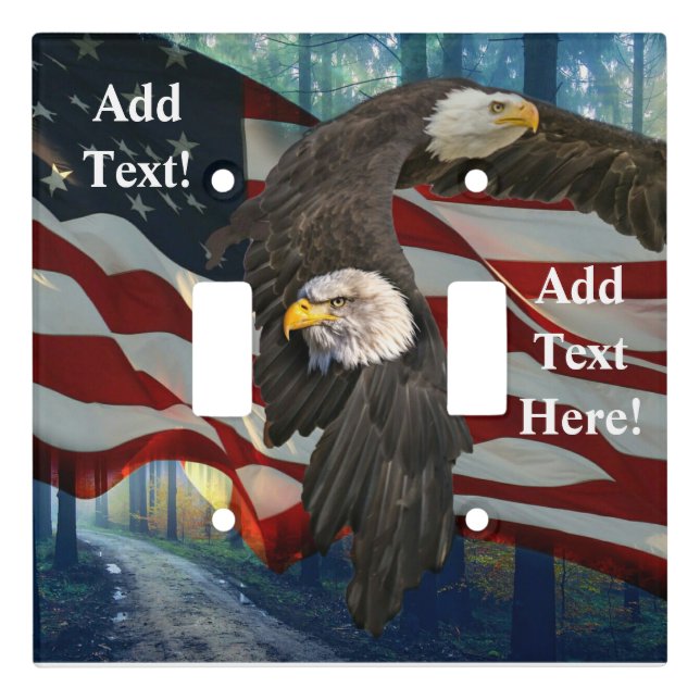 Bald Eagle American Flag Light Switch Cover (Front)