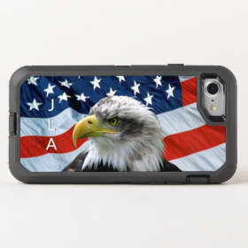 Bald Eagle American Flag Monogrammed OtterBox iPhone Case