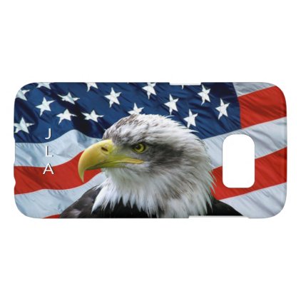 Bald Eagle American Flag Monogrammed Samsung Galaxy S7 Case