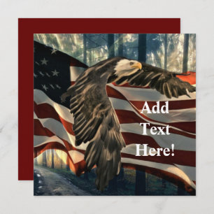 Bald Eagle American Flag Note Card