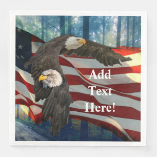 Bald Eagle American Flag Paper Dinner Napkins