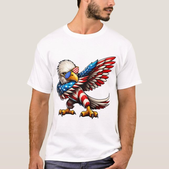 Bald Eagle American Flag Patriotic  4th of July T-Shirt (Front)