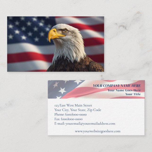 Bald Eagle & American Flag Patriotic Business Card (Front/Back)