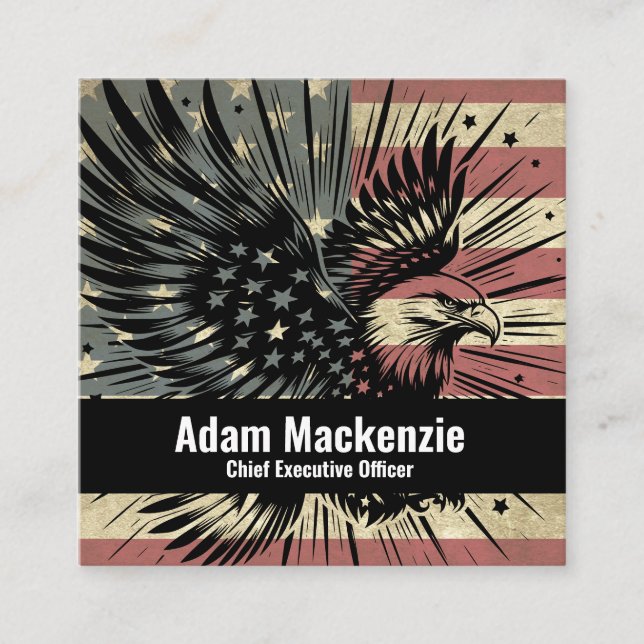 Bald Eagle American Flag Patriotic Business Card (Front)