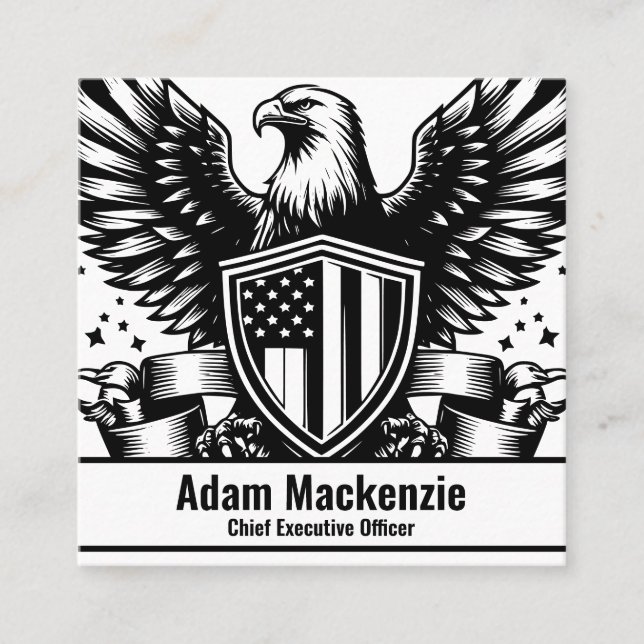 Bald Eagle American Flag Patriotic Business Card (Front)
