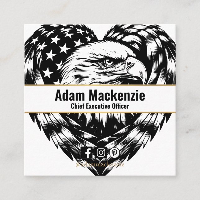 Bald Eagle American Flag Patriotic Business Card (Front)
