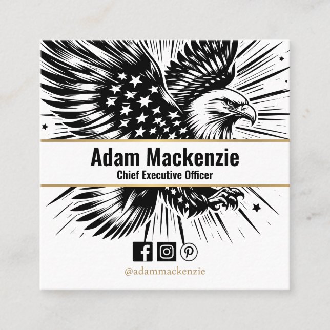 Bald Eagle American Flag Patriotic Business Card (Front)
