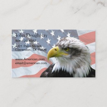 Bald Eagle American Flag Patriotic Business Card by tjustleft at Zazzle