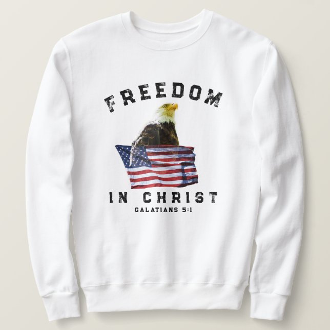Bald Eagle & American Flag Patriotic Christian Sweatshirt (Design Front)