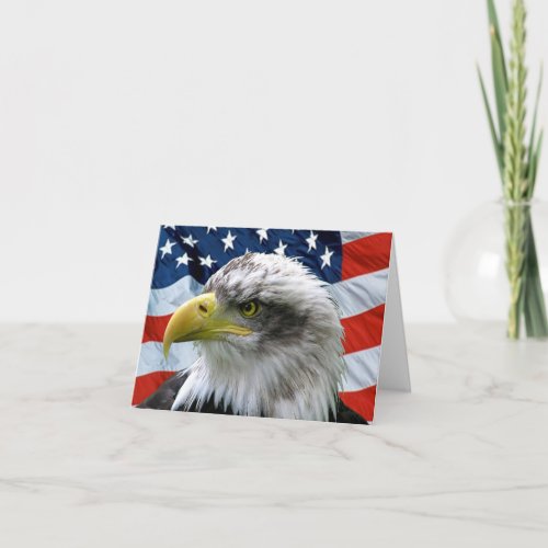Bald Eagle American Flag Patriotic Note Card