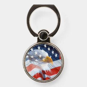 Bald Eagle American Flag Patriotic Phone Ring Stand