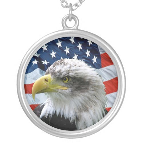 Bald Eagle American Flag Pendant Necklace