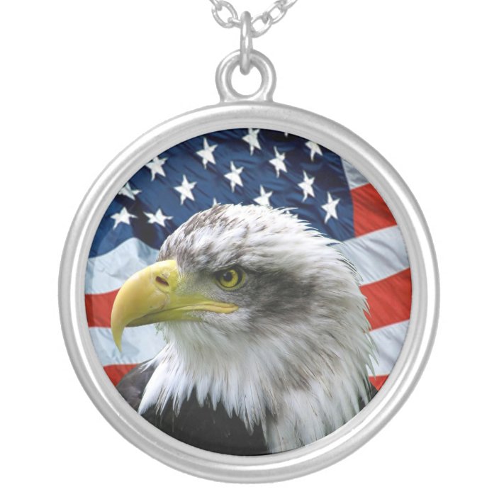 Bald Eagle American Flag Pendant Necklace Zazzle Com - Eagle Flag Pendant Necklace