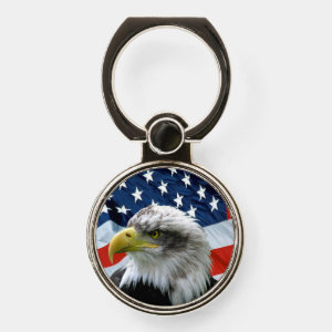 Bald Eagle American Flag Phone Ring Stand