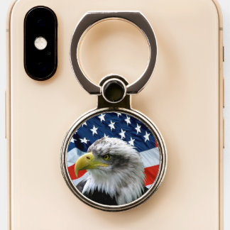Bald Eagle American Flag Phone Ring Stand