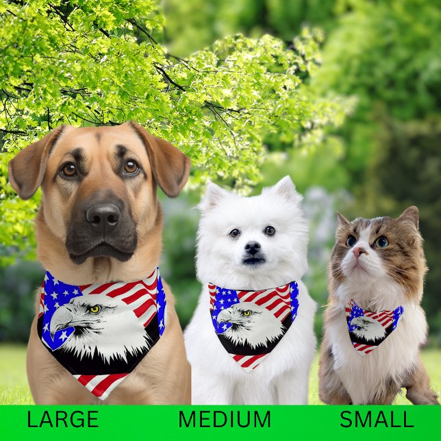 Bald Eagle American Flag Red White & Blue Pet Bandana Collar (Bald Eagle American Flag Red White & Blue Pet Bandana Collar All Sizes)