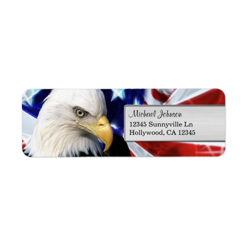 Bald Eagle American Flag Return Address Label