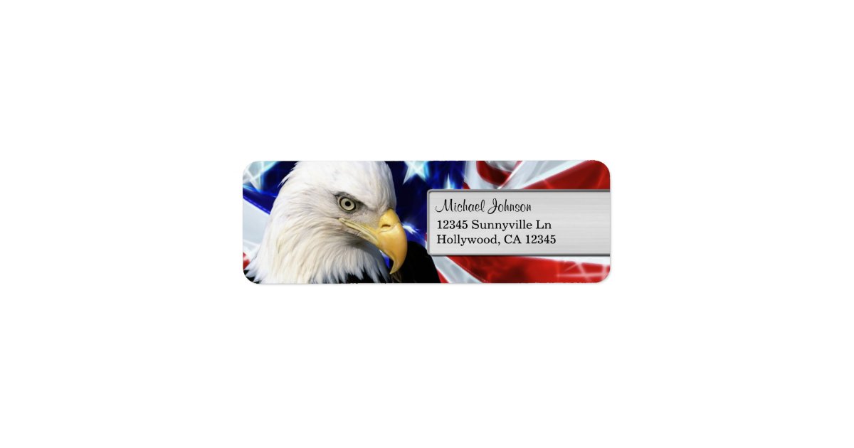 Bald Eagle American Flag Return Address Label | Zazzle