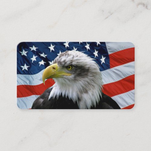 Bald Eagle American Flag Round Corner Business Card