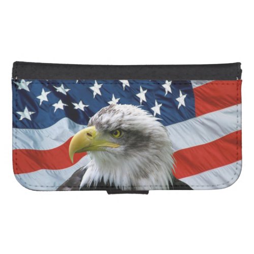 Bald Eagle American Flag Galaxy S4 Wallet Case