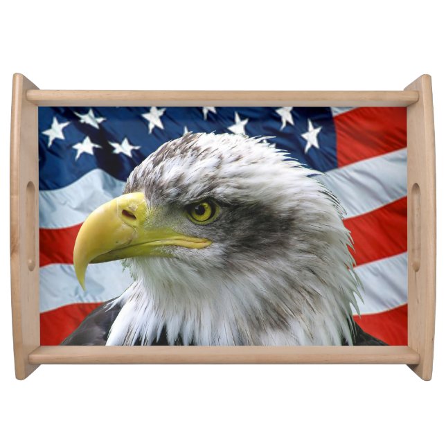 Bald Eagle American Flag Serving Tray (Front)