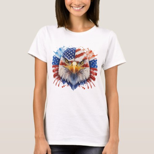 Bald Eagle American Flag T_Shirt