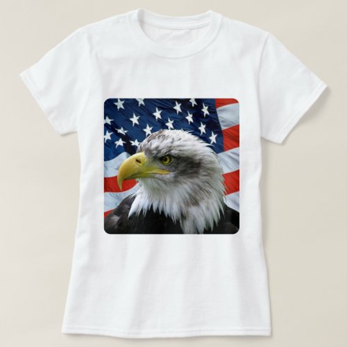 Bald Eagle American Flag T_Shirt