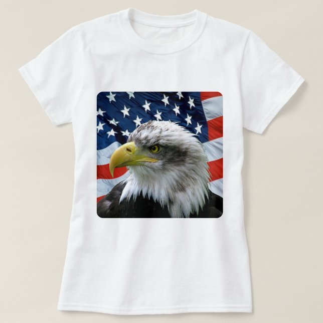Bald Eagle American Flag T-Shirt (Design Front)