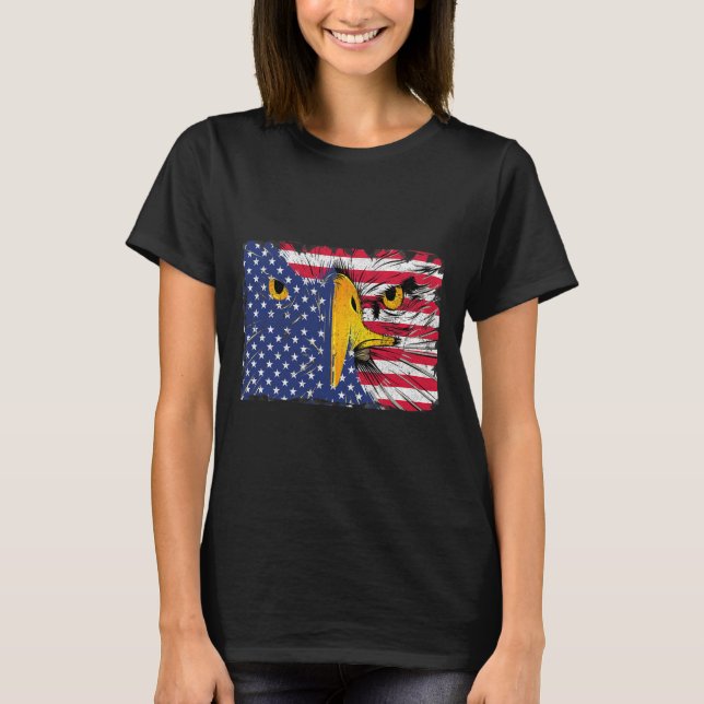 Bald Eagle American Flag USA 4th Of July  T-Shirt (Front)