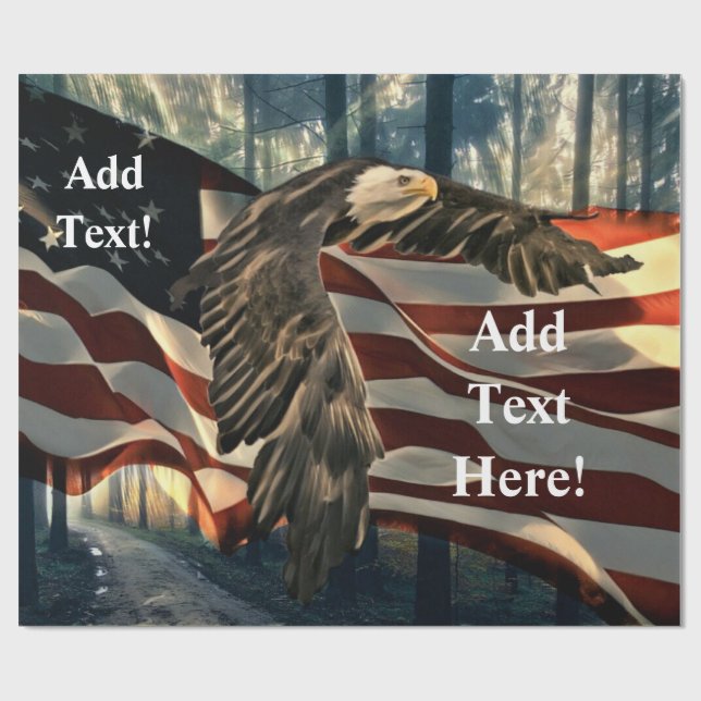 Bald Eagle American Flag Wrapping Paper (Flat)