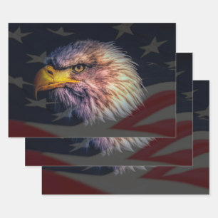 Bald Eagle American Flag Wrapping Paper Sheets