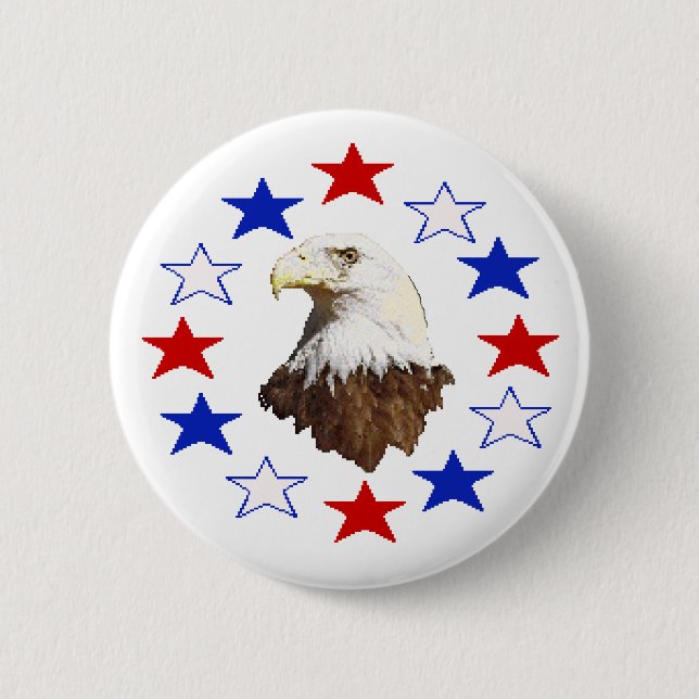 Bald Eagle American Star Pinback Button (Front)