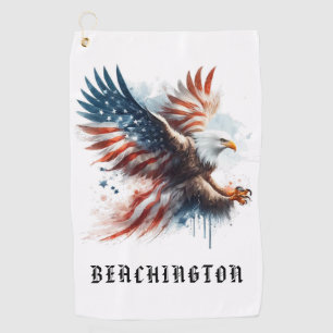 *~* Bald EAGLE American USA Flag AP16 Golf Towel