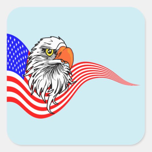 Bald Eagle American USA Flag Patriotic Art  Square Sticker