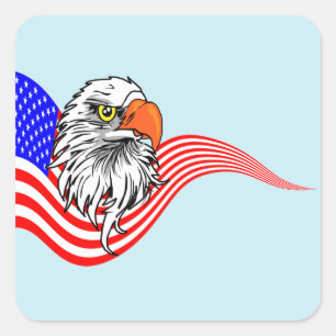 Bald Eagle American USA Flag Patriotic Art Square Sticker