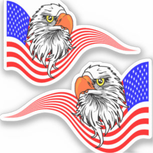 Bald Eagle American USA Flag Patriotic Art Sticker