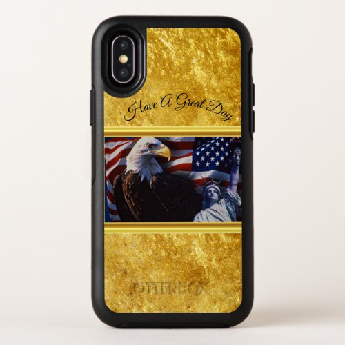 Bald Eagle an Statue of Liberty an American flag OtterBox Symmetry iPhone X Case