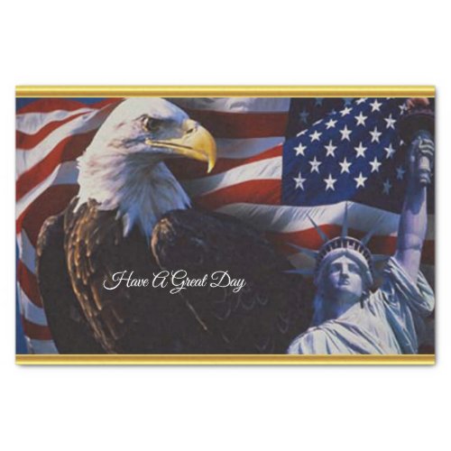 Bald Eagle an Statue of Liberty an American flag Tissue Paper