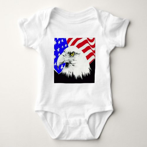 Bald Eagle and American Flag Baby Bodysuit