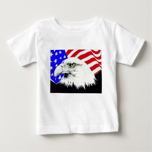 Bald Eagle and American Flag Baby T_Shirt