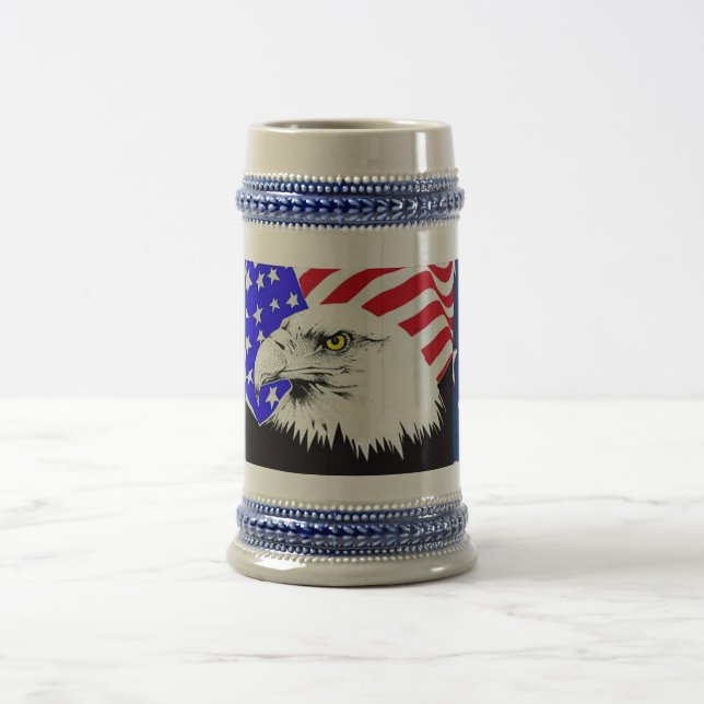 Bald Eagle and American Flag Beer Stein (Center)