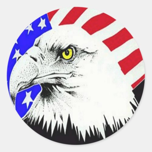 Bald Eagle and American Flag Classic Round Sticker