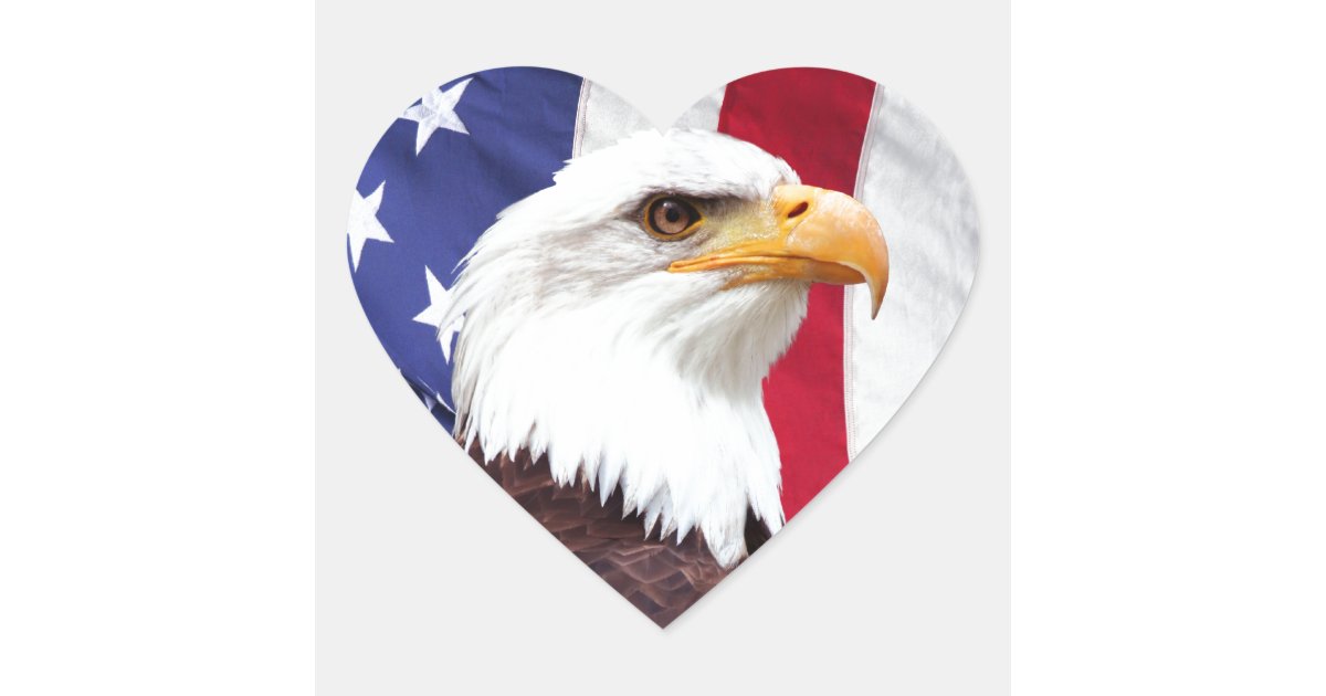 Bald Eagle and American Flag Heart Sticker | Zazzle.com