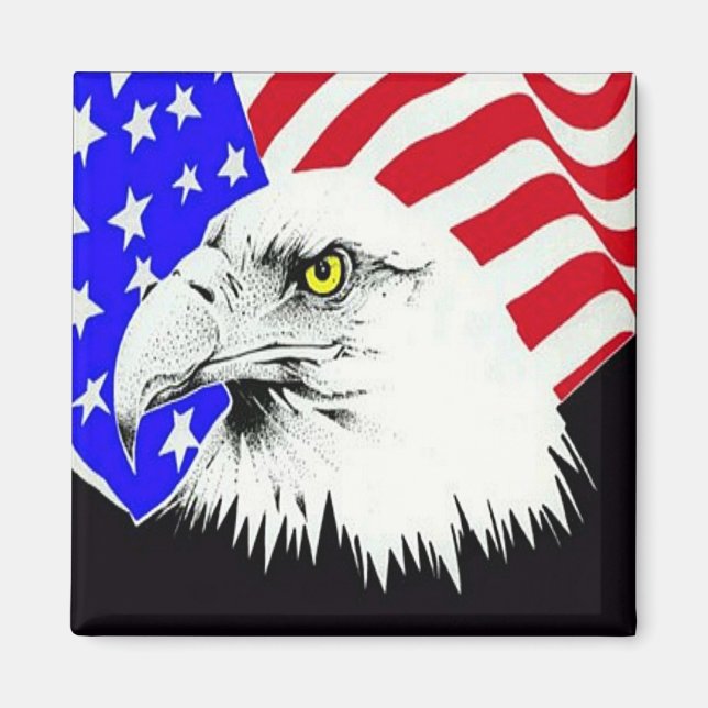 Bald Eagle and American Flag Magnet (Front)