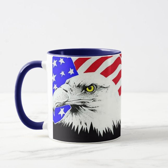 Bald Eagle and American Flag Mug (Left)