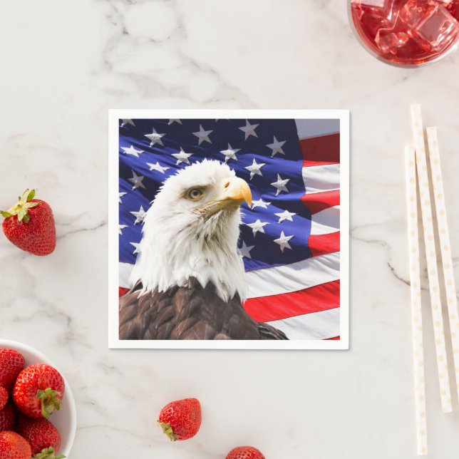 Bald Eagle and American Flag Napkins (Insitu)