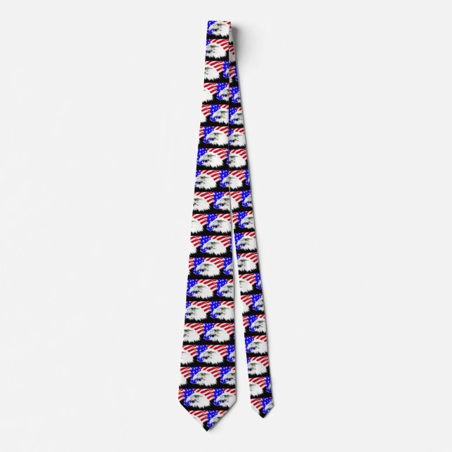 Bald Eagle and American Flag Neck Tie (Front)
