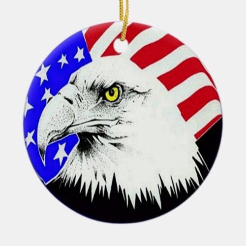 Bald Eagle and American Flag Ornament